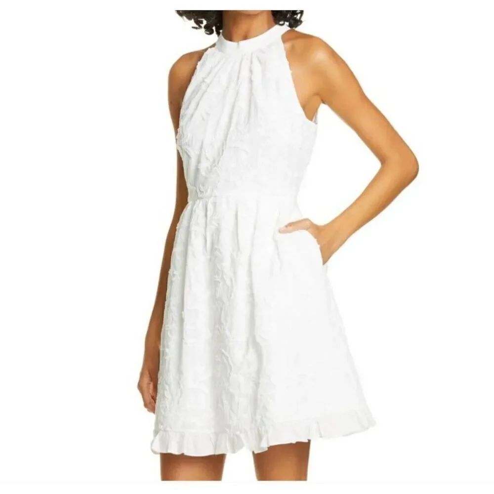 Ted Baker London Lorene Embroidered Skater Mini Dress  in White sz 4 (US 10)